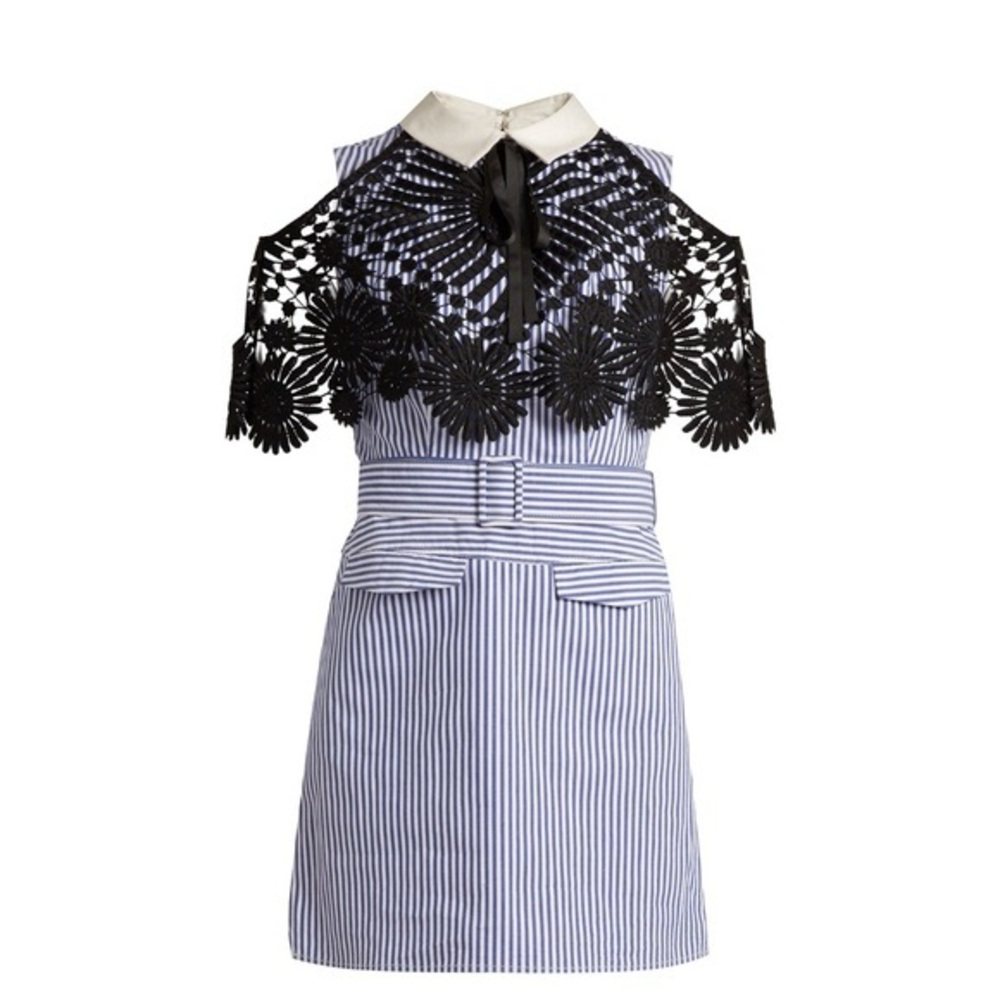 Self-Portrait shirting lace cape mini dress